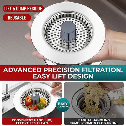 Kitchen Sink Drain Filter Pop-up Stainless Steel Strainer Mesh Basin Water Stopper Leakage Plug for Shallow Basket Accessories