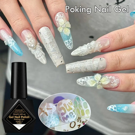 10ml Poking Nail Gel White Black Lace Nail Polish and Special Clear Base Gel 3D Painting Gel Varnish for Nail Art Decorations