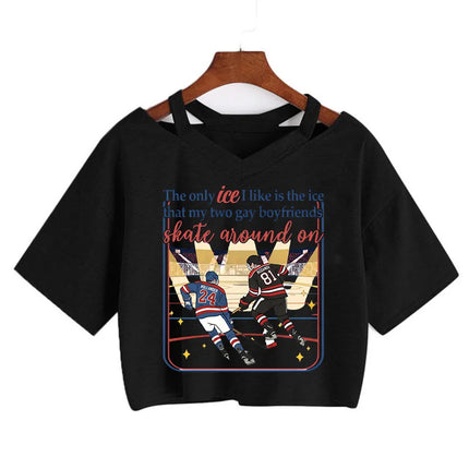 Hot Heated Rivalry Print Cropped T Shirt Women Sexy Graphic CropTops Gothic Vintage T-Shirt Fashion Y2k Streetwear Clothing