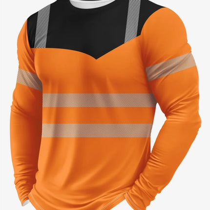 Men's 3D Printed New Secure Logo Color Blocking Design Long-Sleeved T-Shir Fashion Spring Daily Casual Work Wear Men's T-Shirts