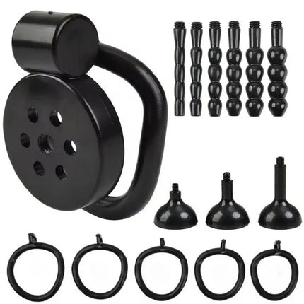 2026 Male Penis Chastity Cage Set Small Chastity Cage 5 Cock Rings With Urethral Sound Plug Penis Bondage Slave Man Sex Toy