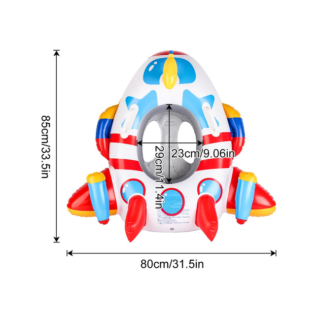 1PC Inflatable Rocket Boat Pool Floats with Mini Water Gun, Summer Swim Ring, Perfect for Summer Beach and Pool Parties