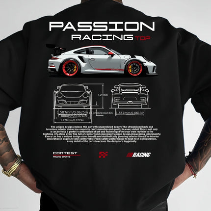 Men's Summer T-shirt with Top-level Racing Element Pattern Print 100% Cotton Breathable Round Neck Trendy Street Style Fashion