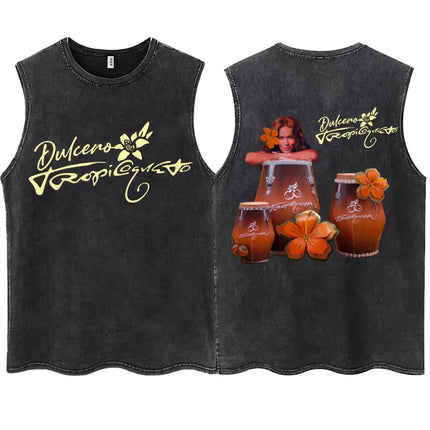 Wash KAROL G 2025 New Album Tropicoqueta Tank Tops Men Women Aesthetic T Shirt Casual Oversized 100% Cotton Sleeveless T Shirts