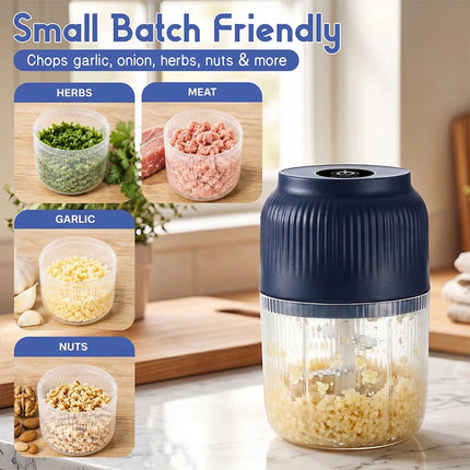 2026 New Electric Garlic Chopper Portable Cordless Garlic Mincer with 6 Stainless Steel Blades Food Chopper for Kitchen