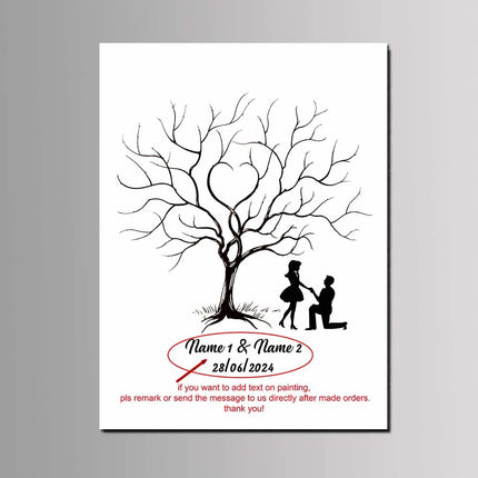 Engagement Events Party Favor Wedding Tree Canvas Painting Guest Fingerprint Signature Book Customized Lover Anniversary Gift