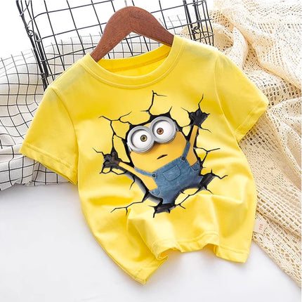 Cute Minionss T-shirt Cotton Boys Girl Toddler Children Short Sleeve Clothes Anime Game Cartoon Kids Streetwear Tees Casual Tops
