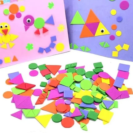 Children Geometry Foam Stickers Puzzle Self-Adhesive EVA Sticker Kids Education DIY Toys for Crafts Arts Making Gift TMZ