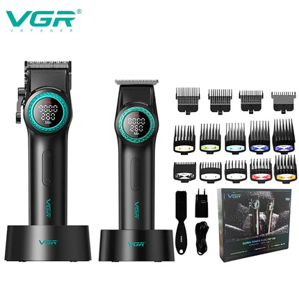 VGR 001 977 New Hair Trimmer Set High-End Men's Hair Clipper Smart Digital Display Electric Trimmer with Engraving and Whitening Functions