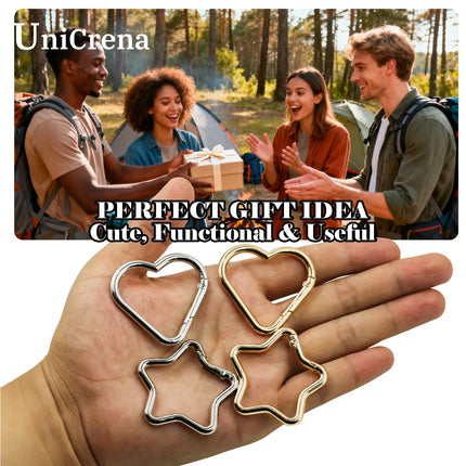 UniCrena Heart Carabiner Clip 4Pcs Spring Snap Hook Carabiner Keychain Ring Clip for Backpack Keys Travel Camping, Bulk Supplies
