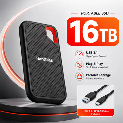 Compact 1TB External SSD Hard Drive Portable USB 3.0 Fast Data Transfer for Laptop/Mac