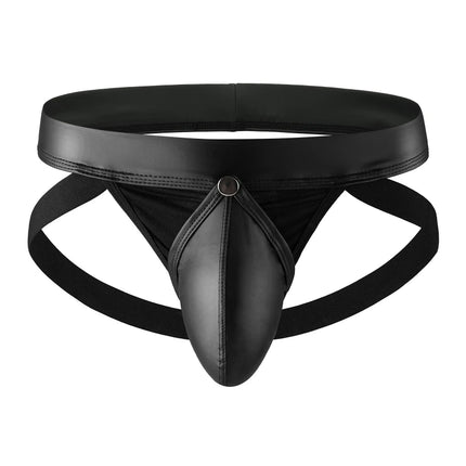 Men Faux Leather G-string Thongs Athletic Underwear Detachable Penis Pouch Panties Open Butt Underpants Sexy Erotic Men's Briefs