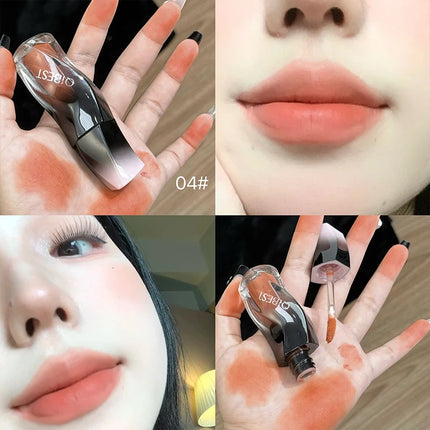 QIBEST 1PC Sexy Red Women's Lipstick Long Lasting Waterproof Liquid Lipstick Matte Lip Mud Non-Stick Cup Lip Gloss Tint Makeup