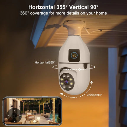 Tuya 8MP E27 Bulb WIFI Camera Dual Lens AI Human Tracking Voice Alarm Two-way Audio Dual Screen Smart Home Surveillance Camera