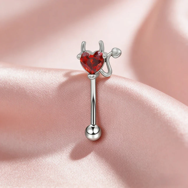 Fashionable Girl 1PC Stainless Steel Minimalist Basic Style Daily Black Devil Hot Girl Eyebrow Stud Piercing Accessory Jewelry