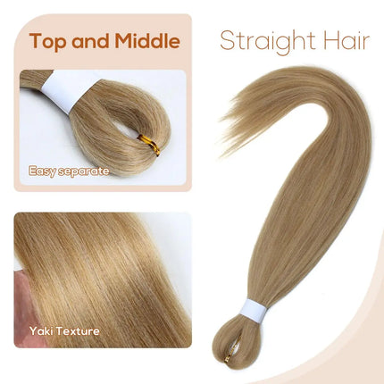 Ash Honey Blonde Braiding Hair Pre stretched,Knotless Boho Hair for Braiding Synthetic Curly Crochet Twist Box Braids Hair