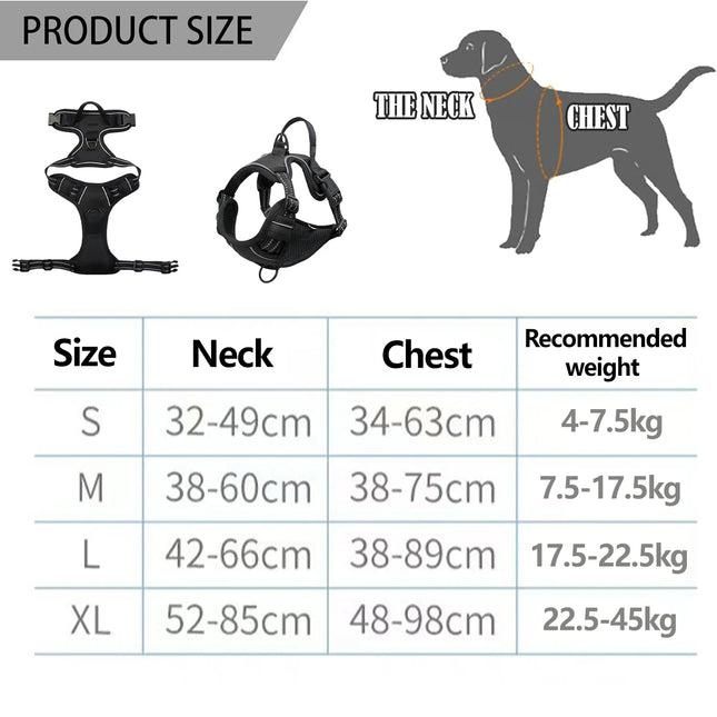 Dog Harness for Dogs No Pull Chest Harness Dog Traction Medium Dog Vest Adjustable Padded Vest Breathable with Reflective Tape
