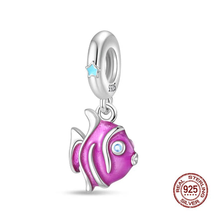 Charm 925 Silver Blue Ocean Life Theme Charm Beads Fit 3mm Original Bracelet For Women DIY Pendants Luxury Jewelry Gift Hot Sale