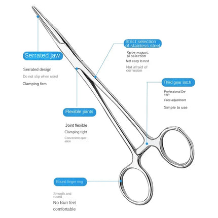 Stainless Steel Locking Forceps Arterial Surgical Clips Curved Straight Fishhook Forceps Hemostatic Forceps Hand Tools