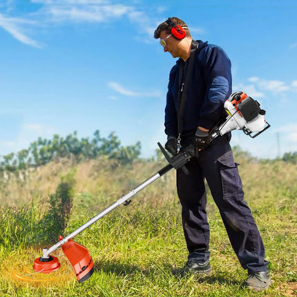 36CC 2-Stroke Gasoline String Trimmer, 3-in-1 Garden Weed Eater with 3/40-Tooth Brush Cutter Blade & Adjustable Shoulder Strap for Lawn & Yard Trimming