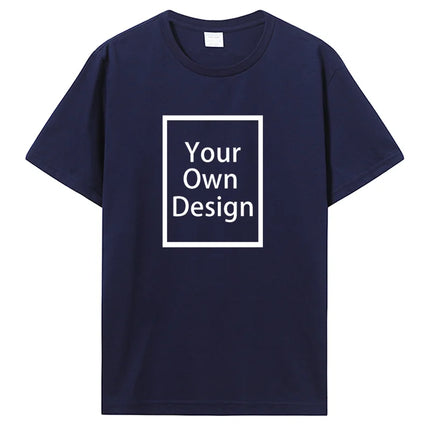 Custom Cotton Customized Print Short Sleeve T Shirt Men Women Tops Tees DIY Your Like Photo Or Logo Cotton T-shirt Men Clothing