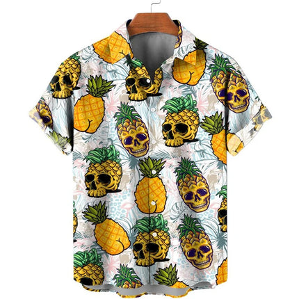 Pineapple Fruit Hawaiian Shirts Lemon 3d Print Men Fashion Blouses Casual Beach Camisas Summer Men's Vocation Lapel Shirt