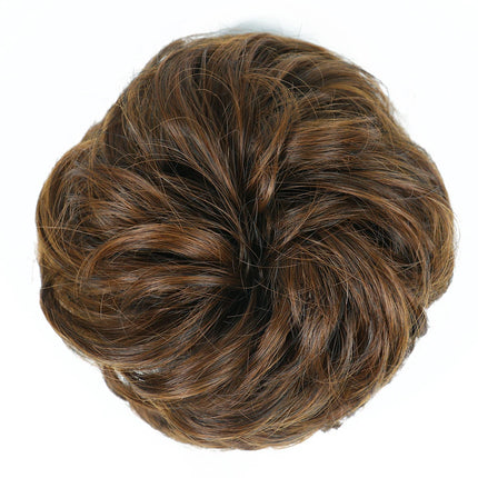 Azqueen Synthetic Messy Bun Chignon Donut Gary Brown Color Hair Bun Pad Elastic Hair Rope Rubber Band Hair Extensions