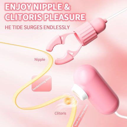 Nipple Clamps Vibrator Breast Massage Tongue Licking Sucking Vibrating Clit Stimulator Female Maturbator Adult Sex Toy For Women
