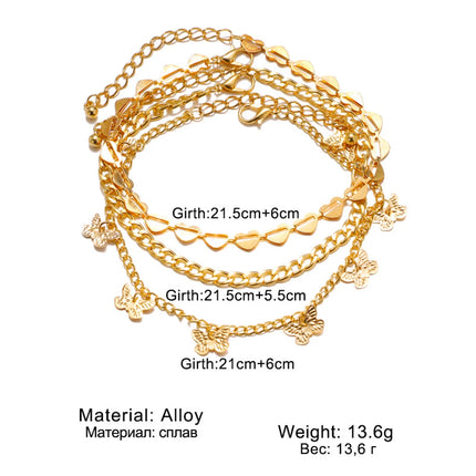 Bohemia Gold Color Snake Ankle Bracelet Set For Women Butterfly Key Lock Charm Multiple Styles Anklet Chain On Leg Boho Jewelry