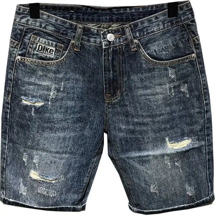 High-end 2025 New Luxury Clothing Trendy Men's Denim Shorts Loose Straight Ripped Hole Distressed Washed Cargo Short Pants