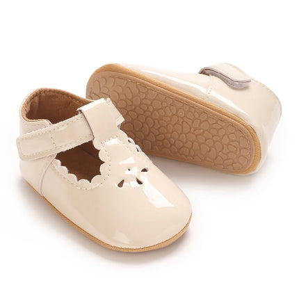 Breathable Newborn Baby Shoes Baby Boy Girl Shoes Girl Classic Bowknot Rubber Sole Anti-slip PU  Toddler Shoes First Walker
