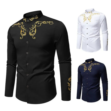 Retro Court Style Embroidered Long Sleeve Shirt Men's Collared Shirt Spring 2025 New Arrival Casual British Style Clothing