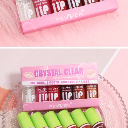 6PCS Moisturizing Lip Gloss Transparent Lip Oil Hydrating Lip Glaze Lip Plumper Hydrating Make Up Liquid Lipstick Lips Cosmetics