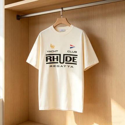 USA Flag Print RHUDE T Shirt Men Women American Streetear High Quality Loose Short Sleeve Tees Tops
