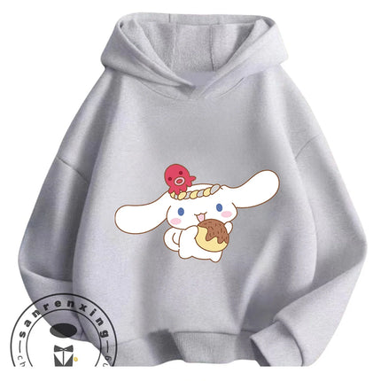 Autumn Winter Outdoor Casual Cinnamoroll Hooded Sweatshirt 3-14Y Boys Girls Cute Kawaii Cartoon Street Hot Fashion