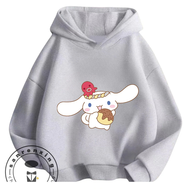 Autumn Winter Outdoor Casual Cinnamoroll Hooded Sweatshirt 3-14Y Boys Girls Cute Kawaii Cartoon Street Hot Fashion