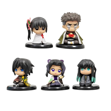 5 Style/Set Q Version Demon Slayer Sitting Ghost Doll Tanjiro Nidouzi Inosuke Zenizu Figure Action Figure Movie Model Toys Doll