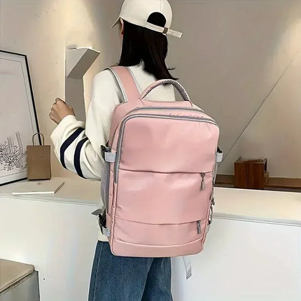 Water-resistant independent shoe compartment backpack with railing, USB interface travel bag, large-capacity storage bag