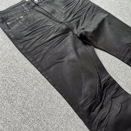 American Retro Heavy Industry High Street Coated Micro-Flared Jeans For Men And Women Black Gothic Vintage Casual Loose Jeans