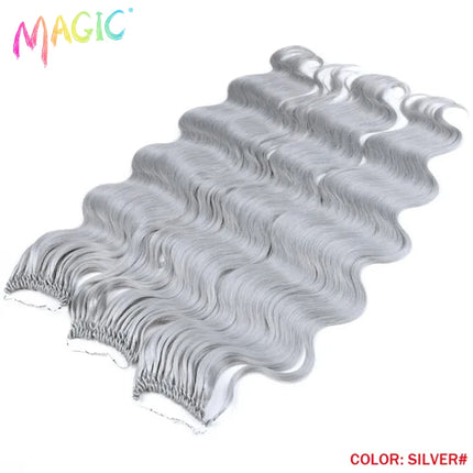 Magic Synthetic Hair Extensions 24inches 3PCS Body Wave Hair Bundles Ombre Blonde Color Tresses Fake Hair Accessories Cosplay