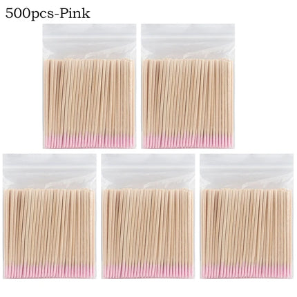 100/200/500Pcs Disposable Wooden Cotton Swabs Double Sided Tip Wood Sticks Glue Removing Makeup Tool Clean Stick Lash Accessorie