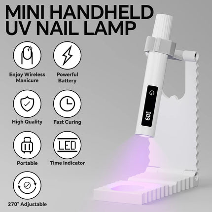 UV Nail Light Handheld Nail Lamp - Timer, Adjustable Stand and LED Indicator, Rechargeable Nail Dryer for Fast Drying, Gel Nails