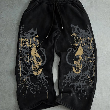 2026 Y2K Retro Casual Pants Gothic Skull Direct Spray Printing Floor Pants Oversized Unisex Streetwear Fashion Clothing Joggers