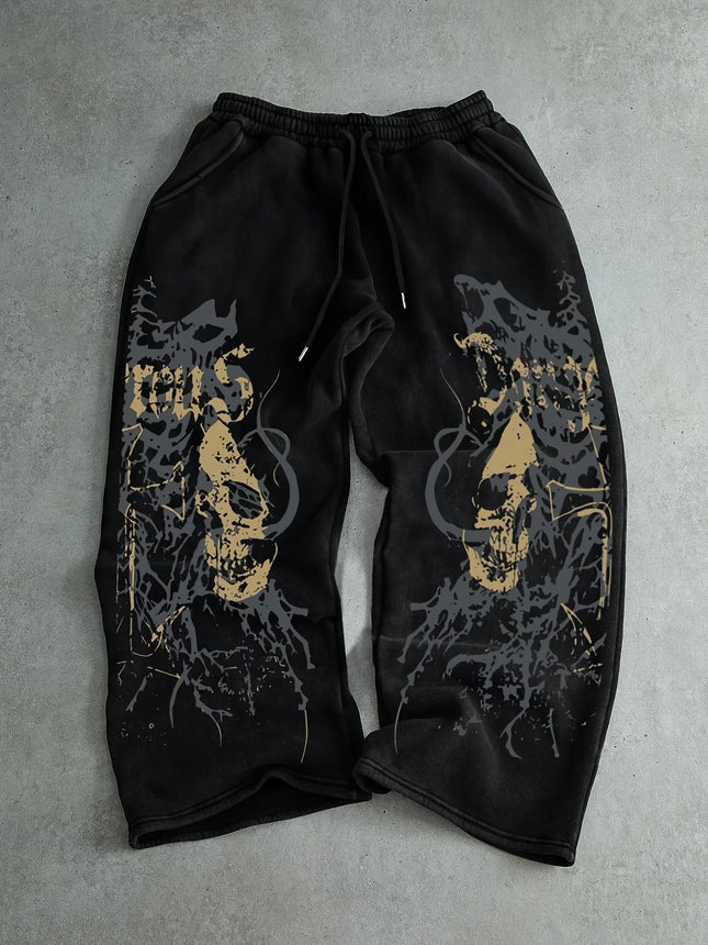 2026 Y2K Retro Casual Pants Gothic Skull Direct Spray Printing Floor Pants Oversized Unisex Streetwear Fashion Clothing Joggers