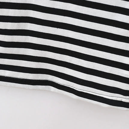 4-Piece Set New Style Summer Boys & Girls Striped Short Sleeve T-Shirt Tops Children's Fashion Stylish Collar
