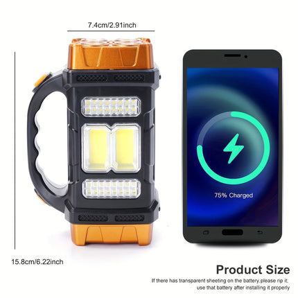 New Upgrade Rechargeable High Power Solar LED COB Flashlight With Power Bank Waterproof Multifunctional Hand Lamp For Outdoor