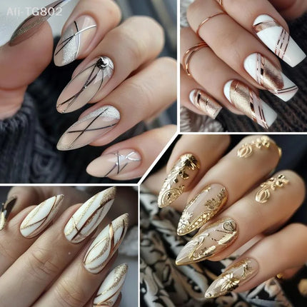 Gold Silver Metallic Nail Gel Liner Paint Chrome Mirror Effect Super Bright UV LED French Style Semi-Permanent Nail Polish