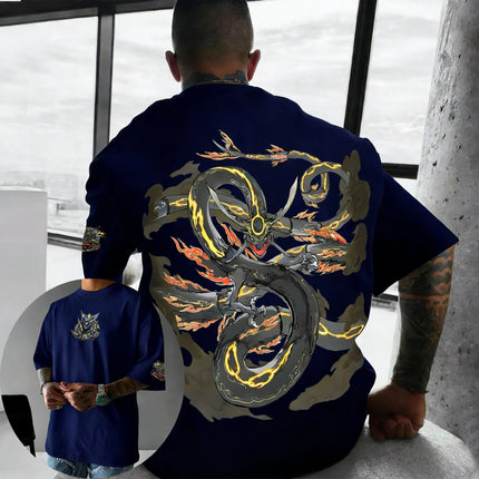 Pokemon  Handheld Game Rayquaza Printed Cotton T-shirt Summer New Harajuku Plus Size Unisex Loose Casual Y2K Parent-child Top
