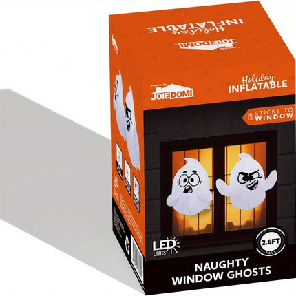 2 Pack 2.6 FT Tall Window Ghost Halloween Inflatable Ghost with Build-in LED  Blow Up Inflatable Scary Flying Ghost Broke Out from Window for Halloween Outdoor, Yard, Garden, Lawn Decoration