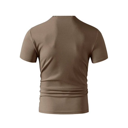 2025 New Men's Casual Fashion Simple V-neck Short-Sleeved T-shirt Summer Comfortable Breathable Versatile Top